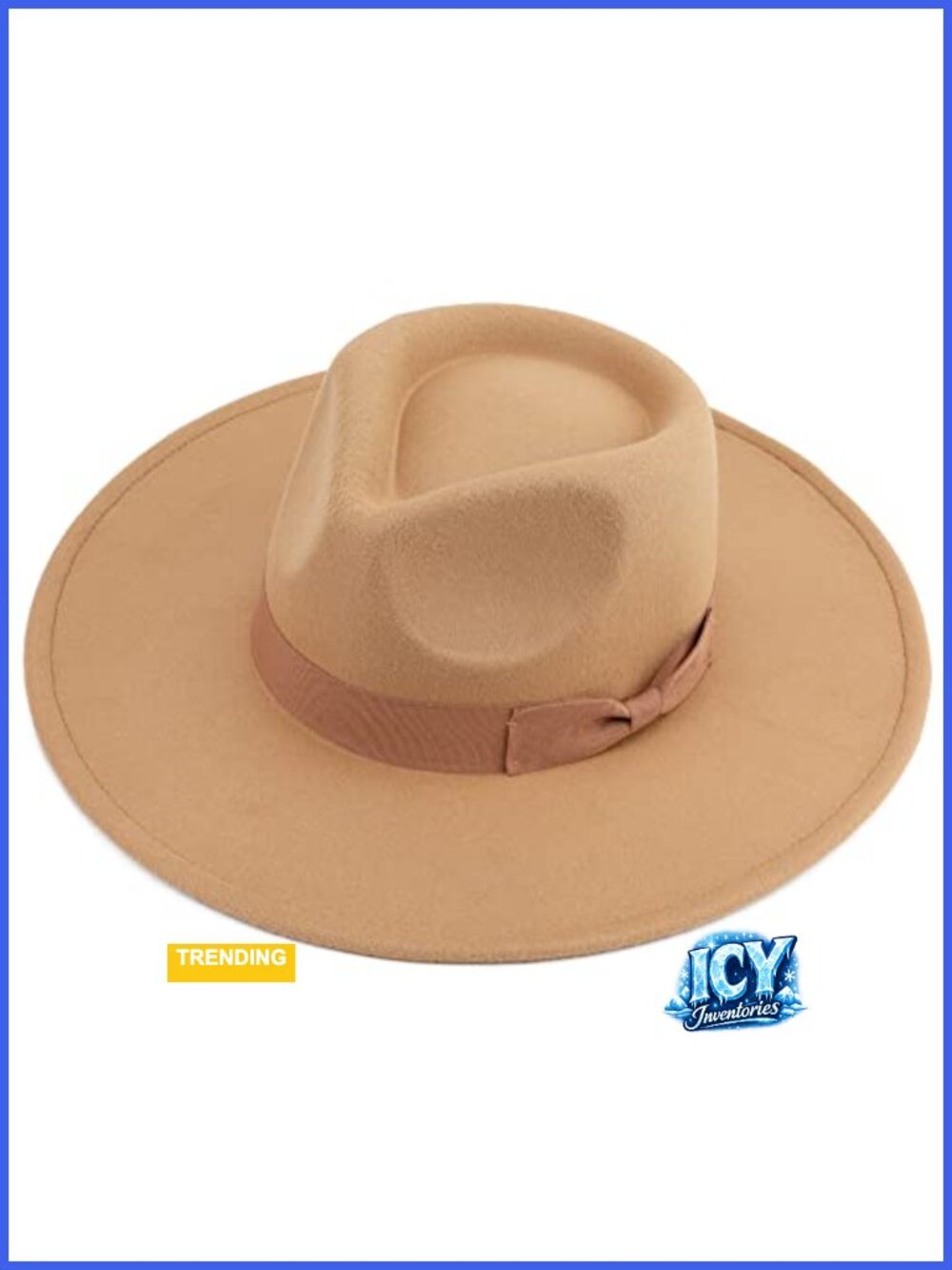 Wide Brim Fedora Hat Polyester Wool Adjustable Strap